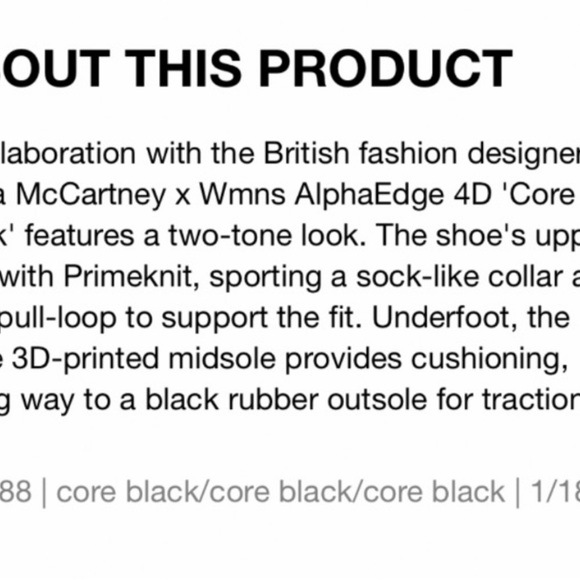 Like new! Adidas Stella McCartney x Wmns AlphaEdge 4D 'Night Steel Black' - Picture 8 of 10